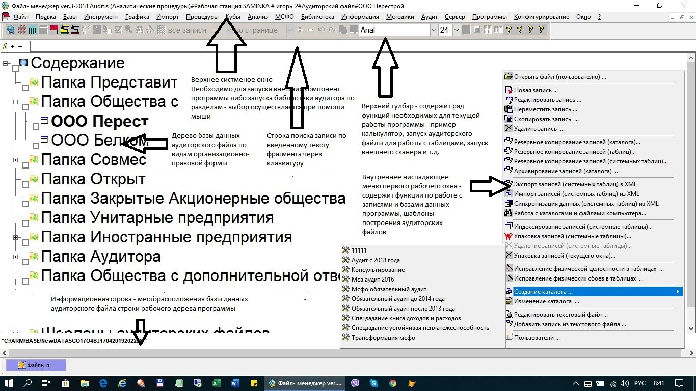 первое рабочее окно программы 